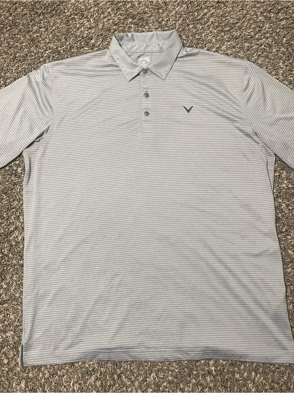 Callaway Light Gray Striped Performance Polo